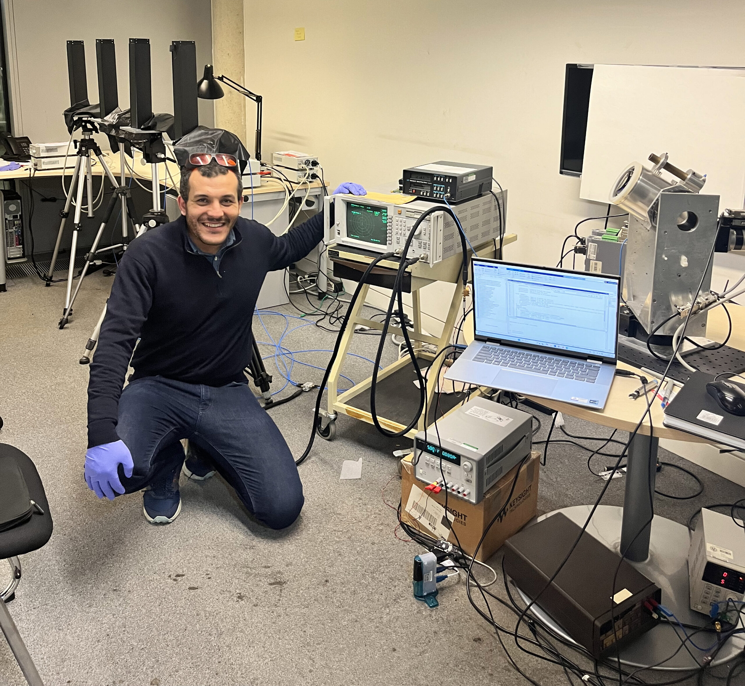 Abderrahmen Trichili with Measurement Rig Collecting Data